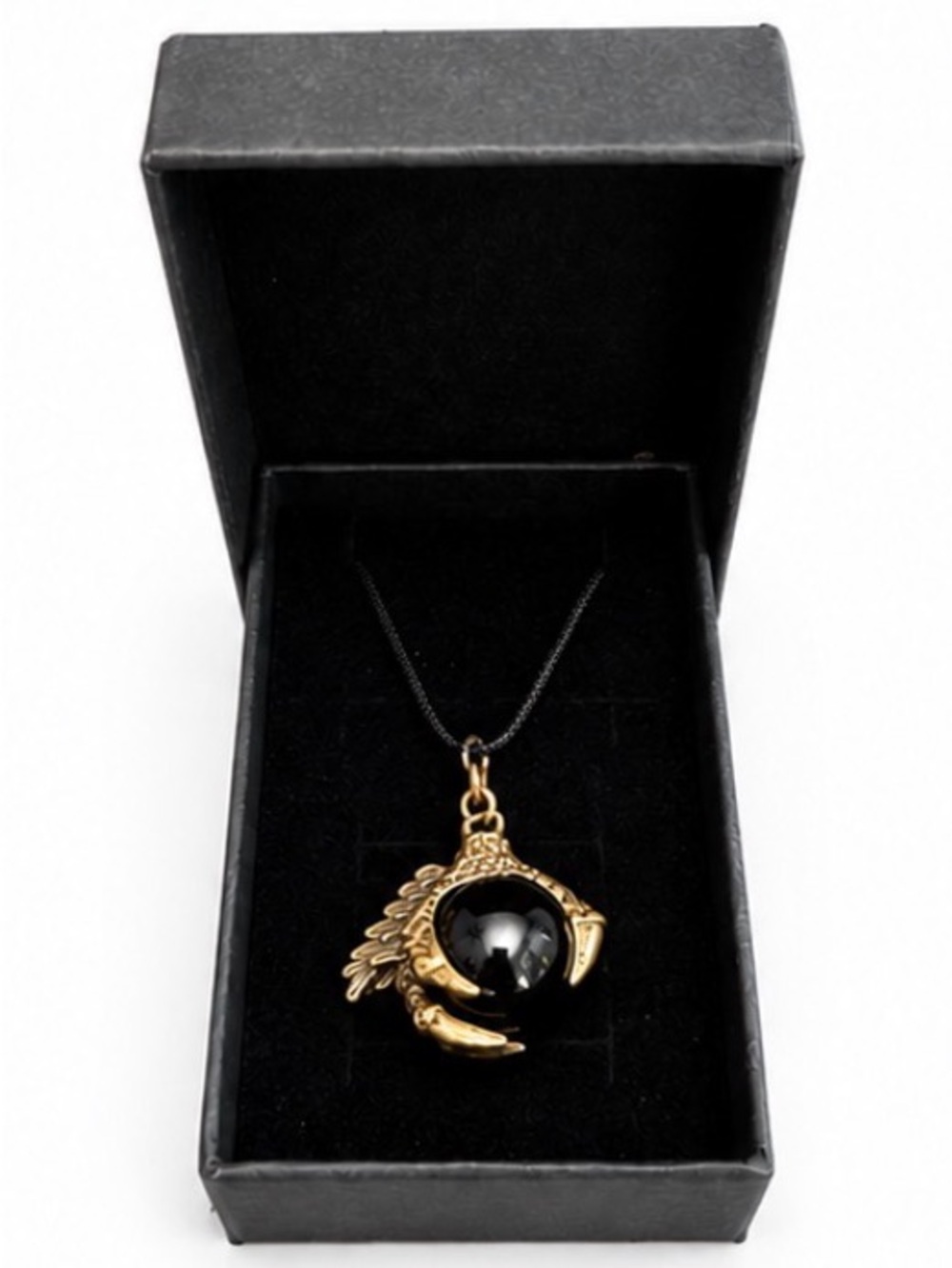 Bronze Colored Dragon Claw Necklace with Dark Orb - Jewelry